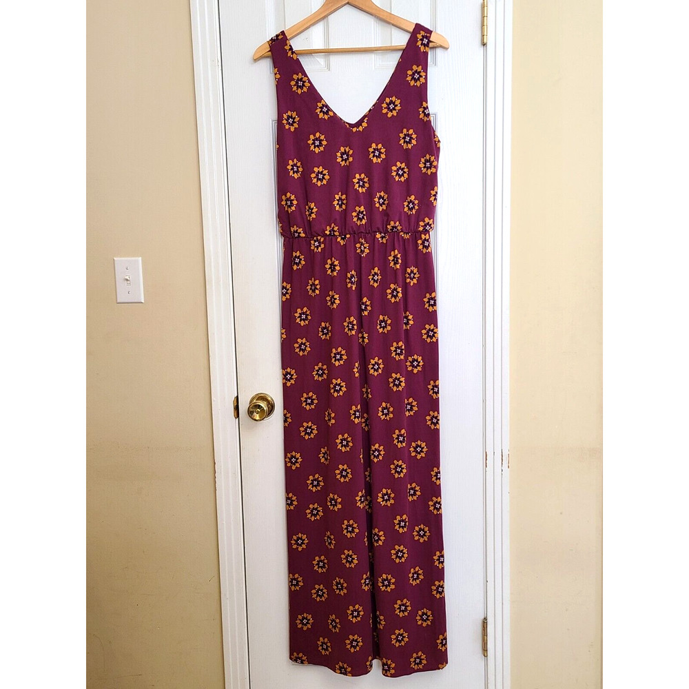 Nine Britton Sleeveless Maxi Dress Purple Floral Empire Boho Soft Jersey Size L